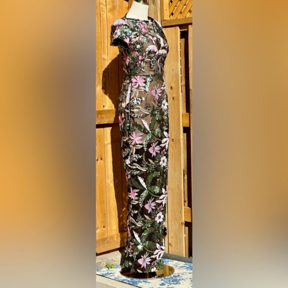 🆕 BRONX & BANCO 🧿 NWOT Zinnia Side-Split Sequin & Embroidered Gown, Sz S US 4 - Picture 10 of 16